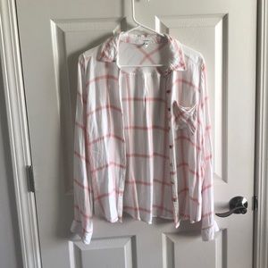 Pink and white woman’s flannel